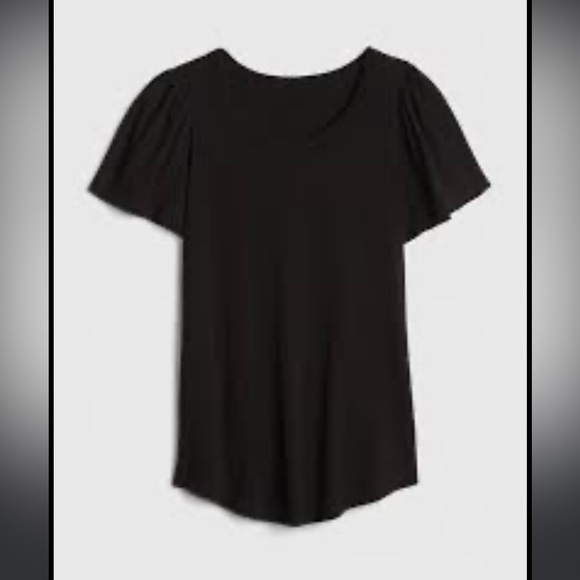 GAP Flutter Sleeve Tee Shirt Black - Picture 2 of 6